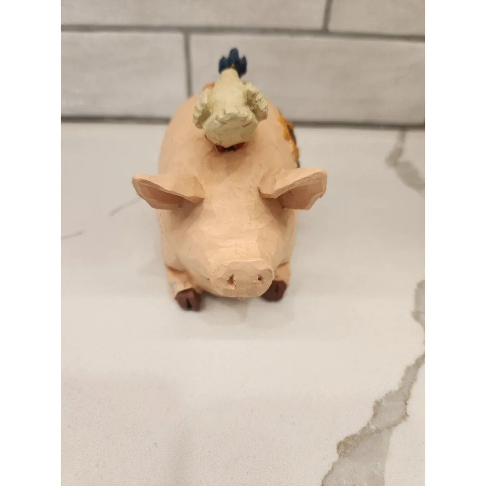Resin Pig With Goose And Bird On Back And Sunflower Design On His Side Farmhouse